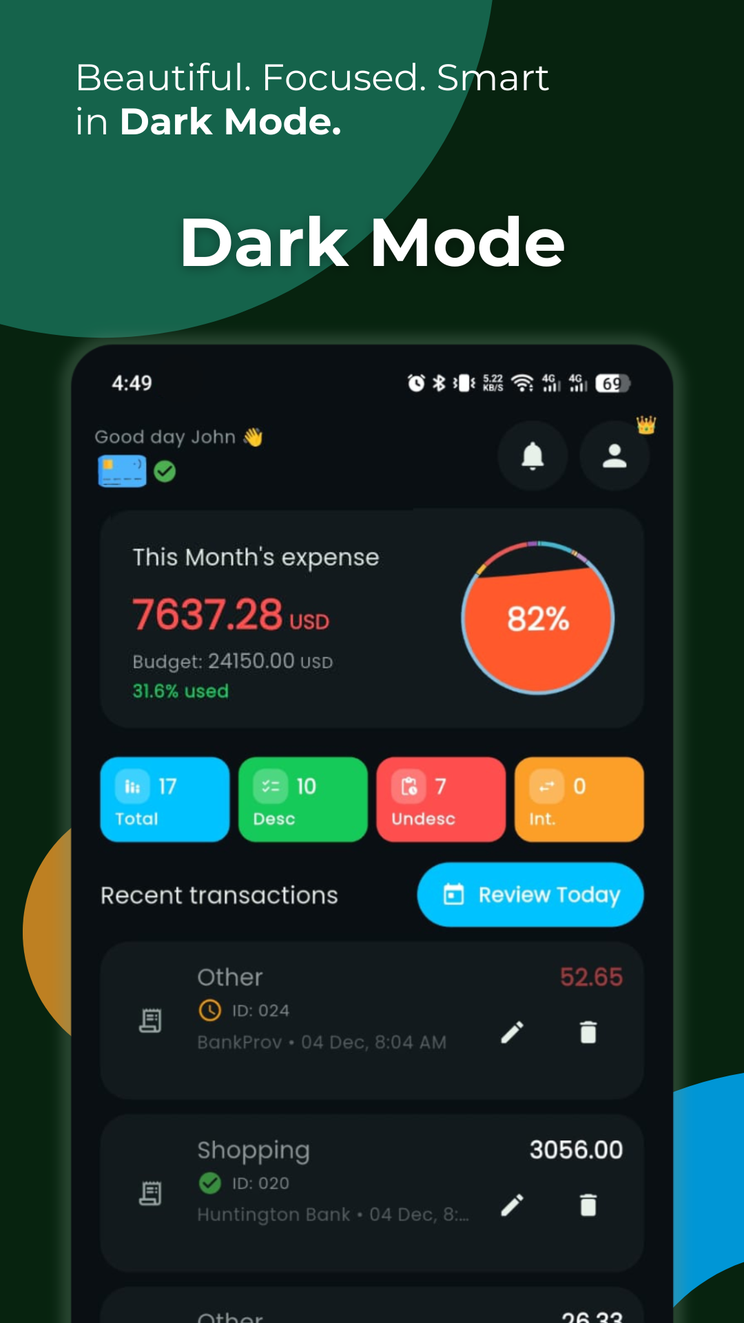 Dark Mode Dashboard
